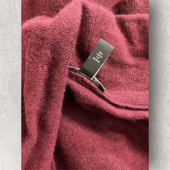 Eileen Fisher 100% Cashmere Cardigan L Burgundy Red Open Front Luxe Sweater - Picture 9 of 10